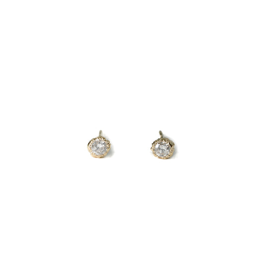 Single mimosa and diamond earrings / diamond